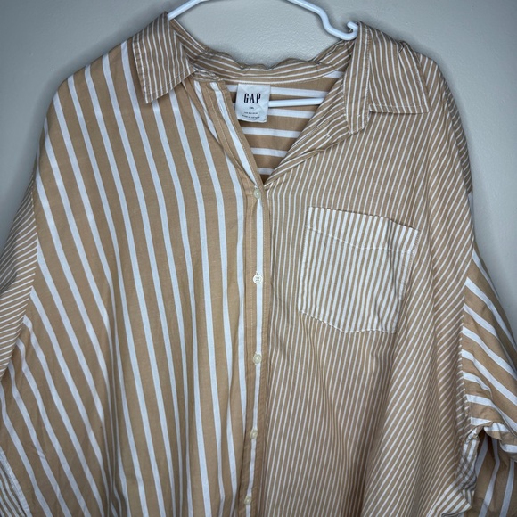 GAP Tan and White Striped Shirt - Picture 5 of 9